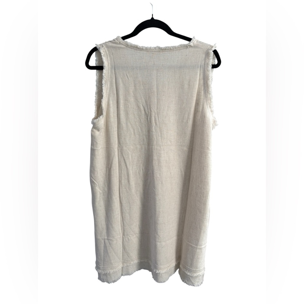 La Miel Ivory Linen Blend Oversized Mini Dress- Size Small - Picture 4 of 7
